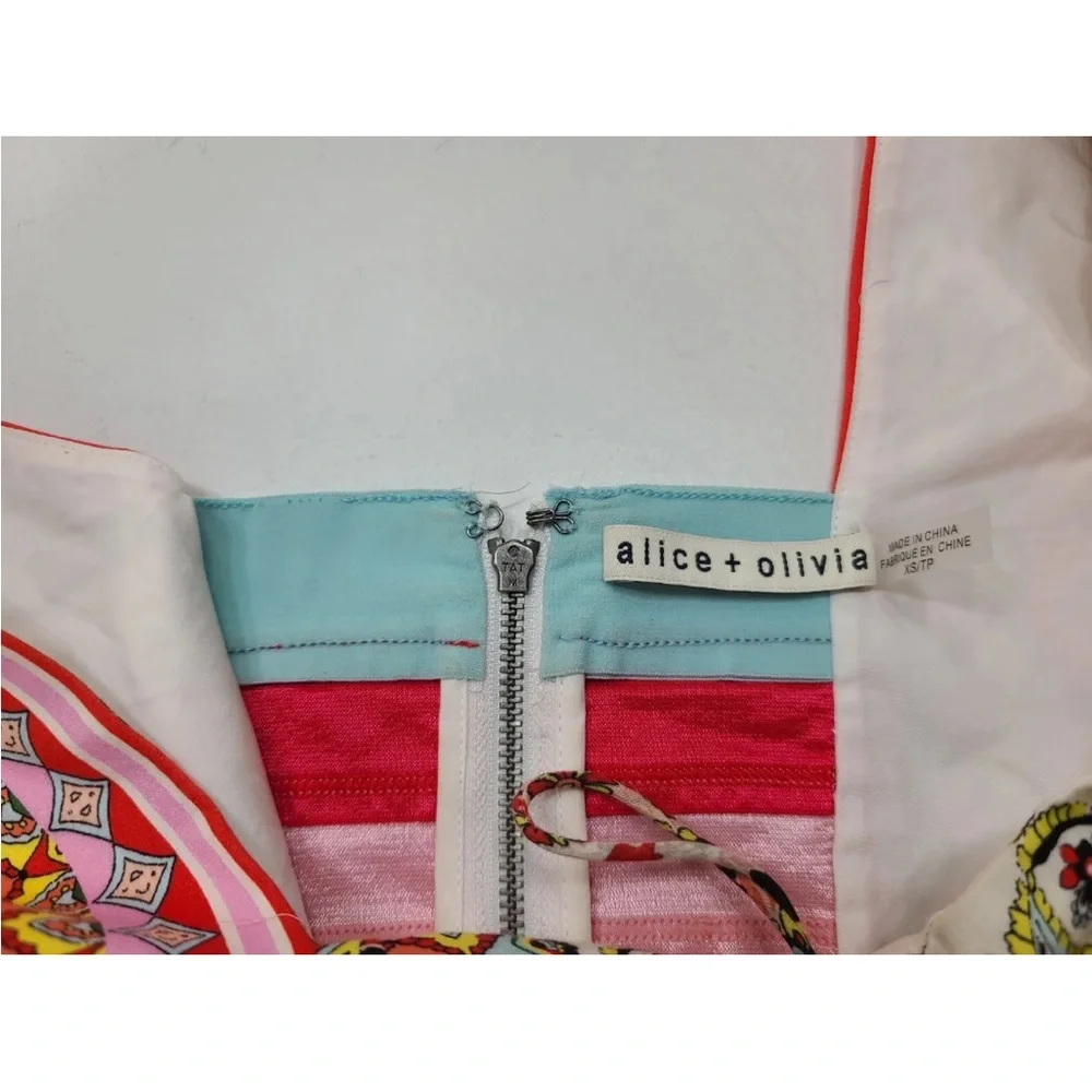 Alice + Olivia Margarite Tie Front Cropped Puff Sleeve Crop Top Size XS READ - Picture 5 of 9